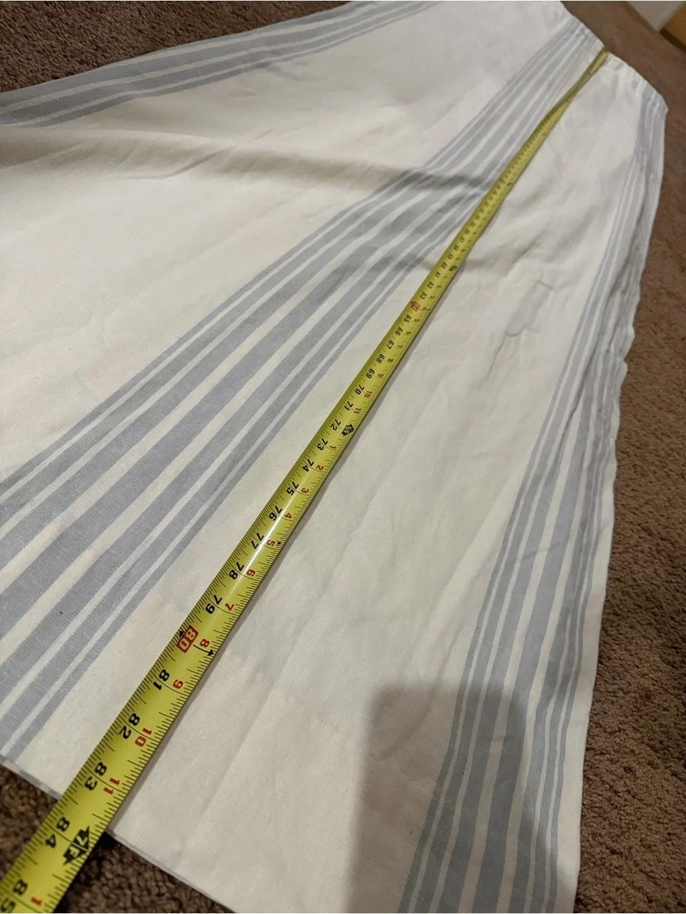 Pottery Barn Riviera Porcelain Blue Striped Linen-Cotton Curtain Panel.